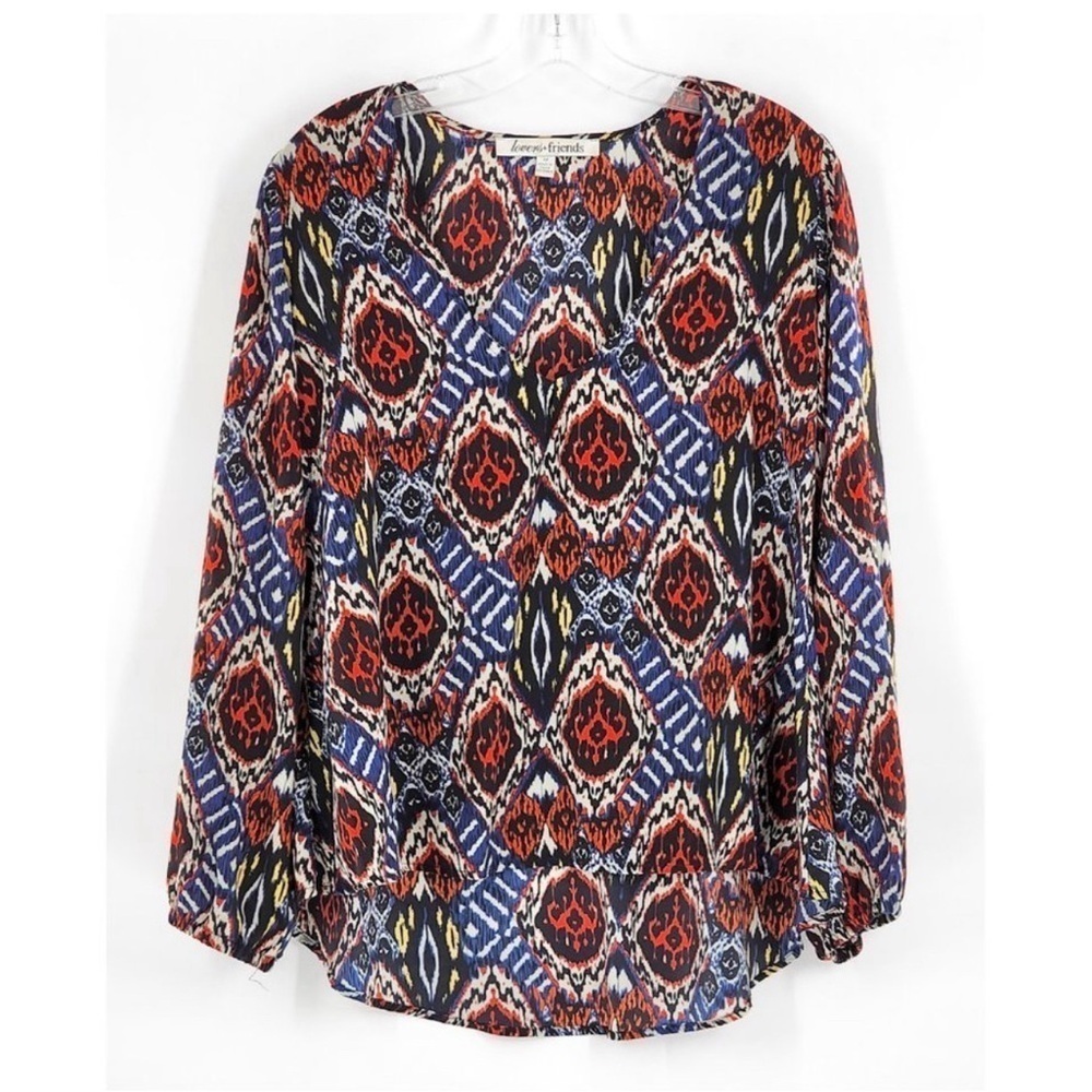 EXCELLENT CONDITION! lovers and friends long sleeve colorful blouse size M - Picture 5 of 12